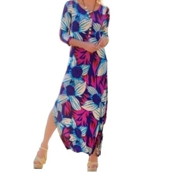 Soft Surroundings NWT Serena Maxi Nazarene Blue Multicolored Dress Size 3X - Picture 13 of 13